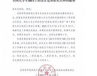 热烈庆祝我校学子在全国大学生 制药工程设计竞赛中获得佳绩